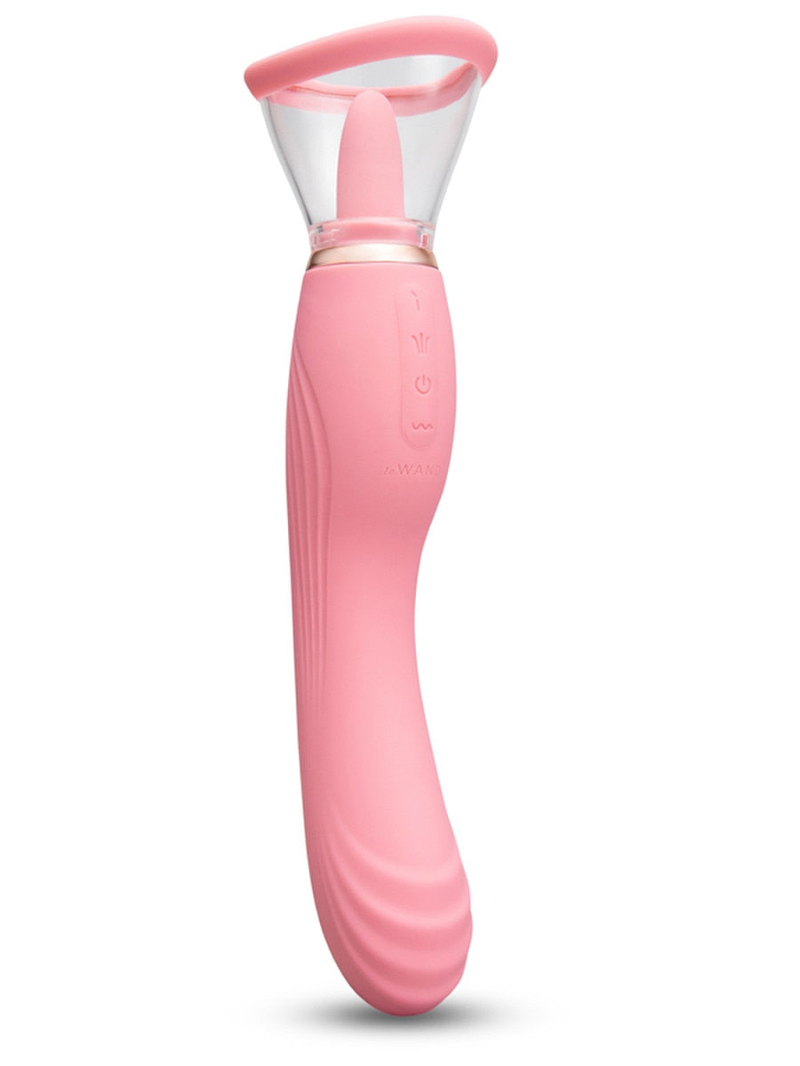 Le Wand Lick Double Ended Vibrator with Licking Tongue Pink G-Spot Vibrators