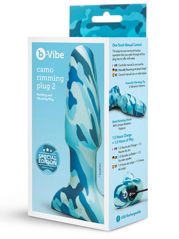 b-Vibe Rimming 2 Rotating and Vibrating Butt Plug Camo - Butt Plugs