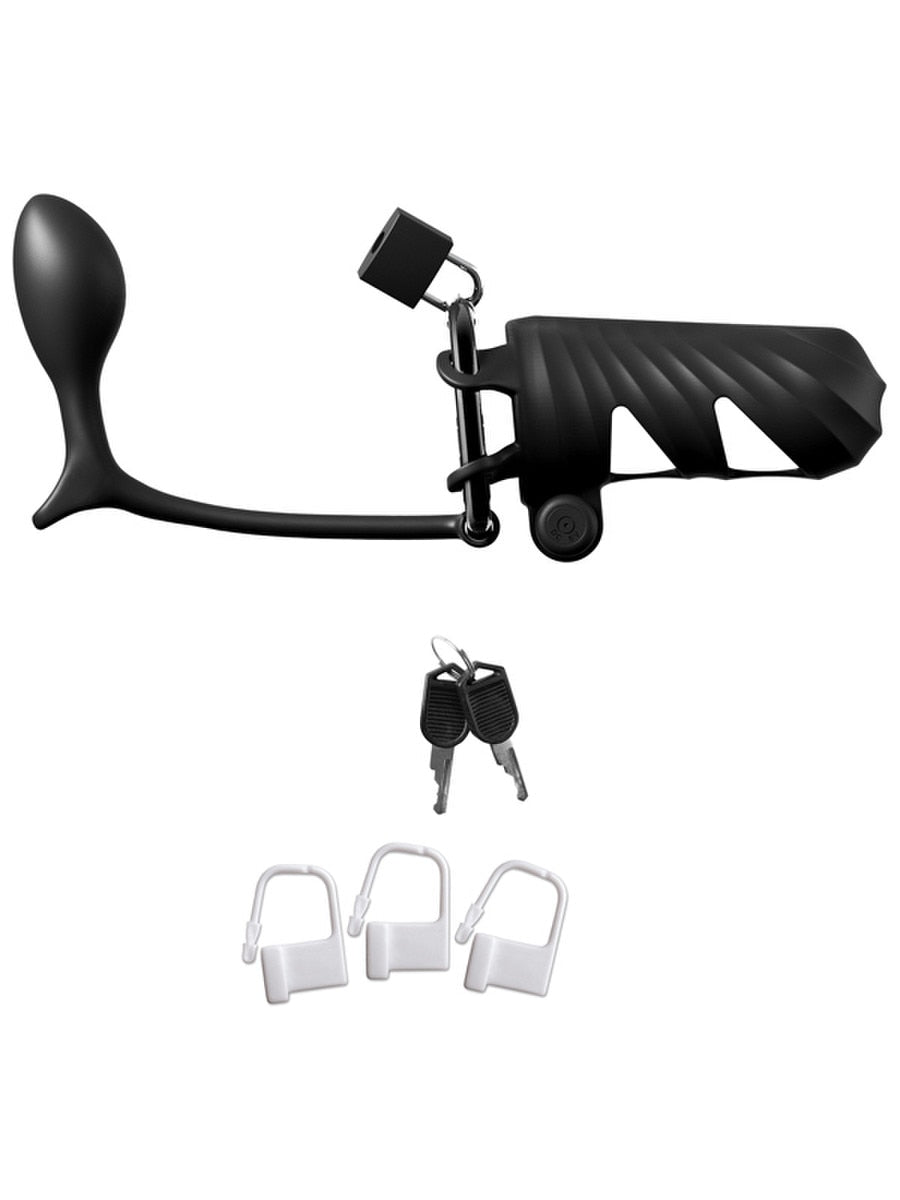 Fantasy C-Ringz Vibrating Cock Blocker with Ass-Gasm Plug Male Chastity