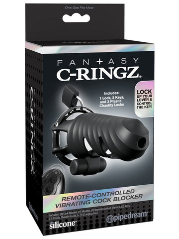 Fantasy C-Ringz Remote-Controlled Vibrating Cock Blocker - Male Chastity