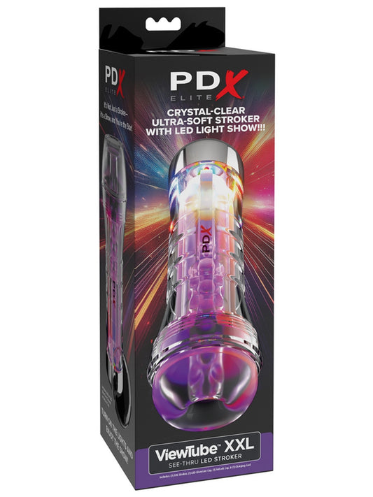 PDX Elite ViewTube XXL See-Thru EZ-Grip LED Male Stroker Masturbators and Strokers