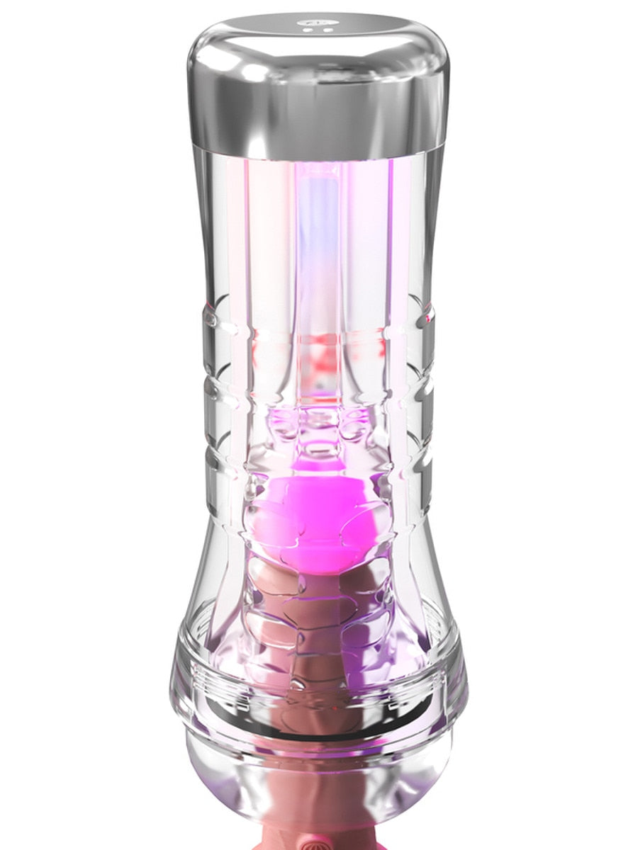 PDX Elite ViewTube XXL See-Thru EZ-Grip LED Male Stroker Masturbators and Strokers