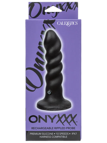 CalExotics Onyxxx Rechargeable Rippled Anal Probe - Butt Plugs