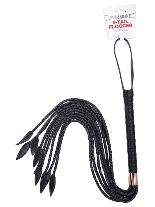 BMS Factory Punishment Rose Gold Braided 9 Tail Flogger Black Whips And Crops
