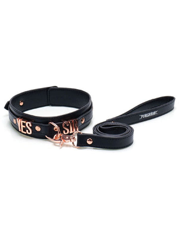 BMS Factory Punishment Rose Gold Yes Sir Collar and Leash - Collars and Leads