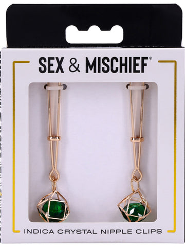 Sportsheets Indica Crystal Fetish Play Nipple Clips - Nipple and Clit Clamps