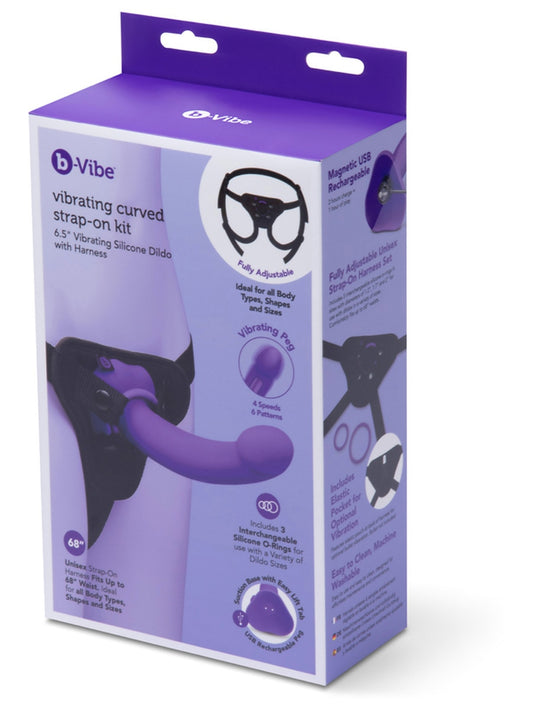 b-Vibe Vibrating Curved Silicone Dildo Strap-On Kit Strap On Sextoys