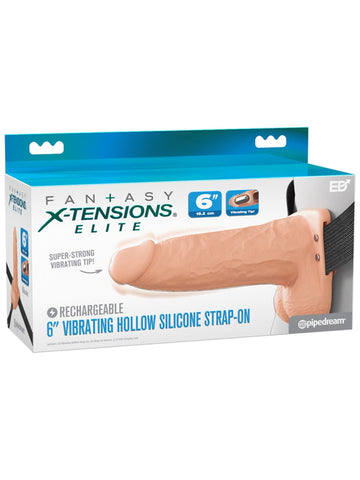 Pipedream Fantasy X-Tensions Elite 6 in. Vibrating Strap-On - Strap On Sextoys