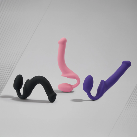 STRAP-ON-ME NEW Bendable Strap-On Silicone Dildo Black - Strap On Sextoys