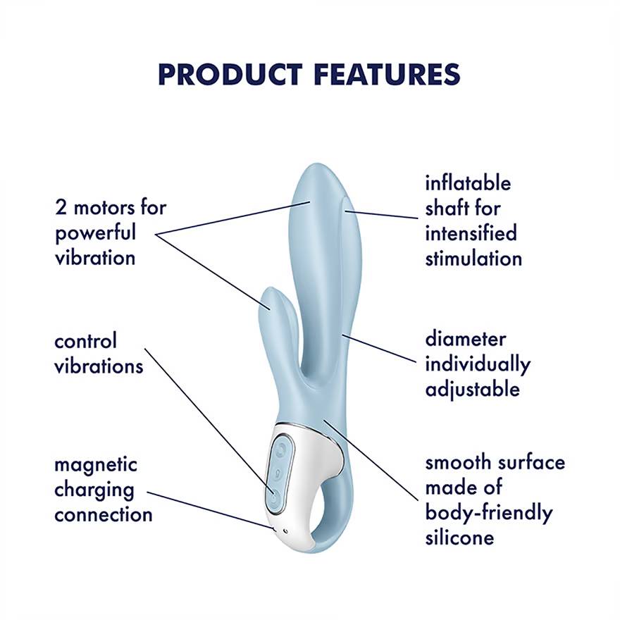 Satisfyer Air Pump Bunny 1 Inflatable Rabbit Vibrator Blue Rabbit Vibrators