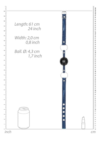 Shots Toys Breathable Ball Gag with Roughend Denim Straps - Bondage Gags and Bits
