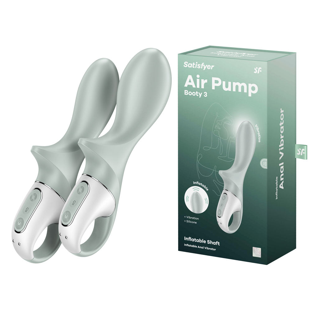 Satisfyer Air Pump Booty 3 Rechargeable Inflatable Anal Vibrator Grey Anal Vibrators