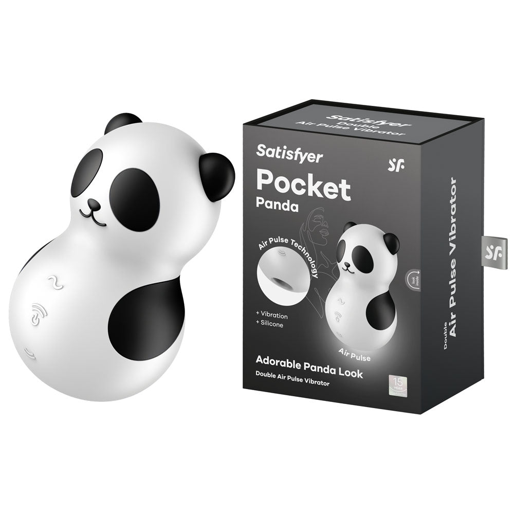 Satisfyer Pocket Panda USB Rechargeable Air Pulse Massager Black Clit Ticklers and Pulsators