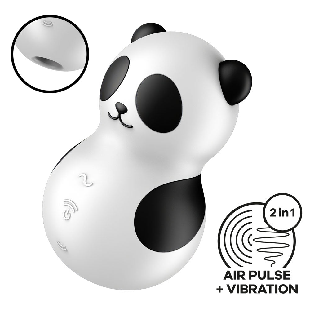 Satisfyer Pocket Panda USB Rechargeable Air Pulse Massager Black Clit Ticklers and Pulsators