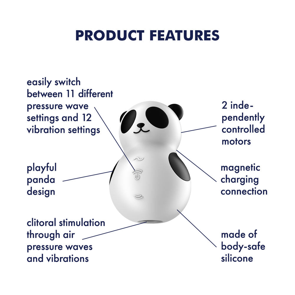 Satisfyer Pocket Panda USB Rechargeable Air Pulse Massager Black Clit Ticklers and Pulsators