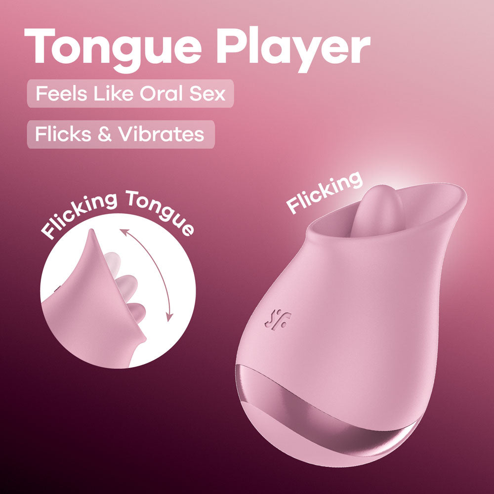 Satisfyer Tongue Player Rechargeable Clitoral Stimulator Pink Clit Ticklers and Pulsators
