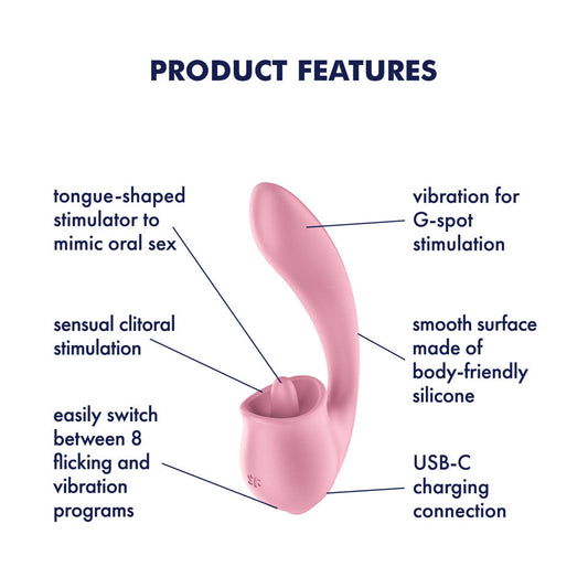 Satisfyer Tongue Genius Vibrator with Clit Stimulator Clit Ticklers and Pulsators