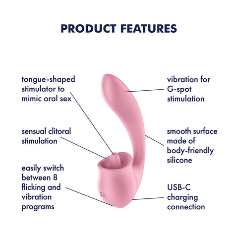 Satisfyer Tongue Genius Vibrator with Clit Stimulator - Clit Ticklers and Pulsators