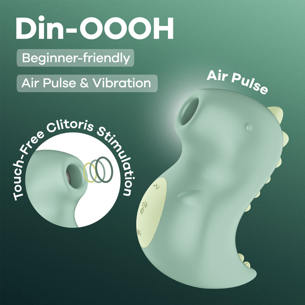 Satisfyer Din-OOOH Rechargeable Air Pulse Clit Stimulator Green Clit Ticklers and Pulsators