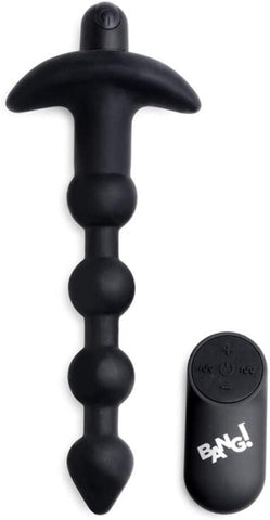 XR Brands Bang Remote Control Vibrating Anal Beads Black - Anal Beads and Balls