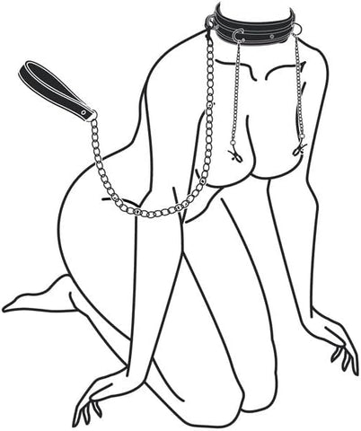 Easy Toys Fetish Collection Bondage Collar With Nipple Chains - Collars and Leads