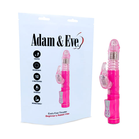 Adam and Eve Eves First Vibrating and Thrusting Rabbit Vibrator Pink - Rabbit Vibrators