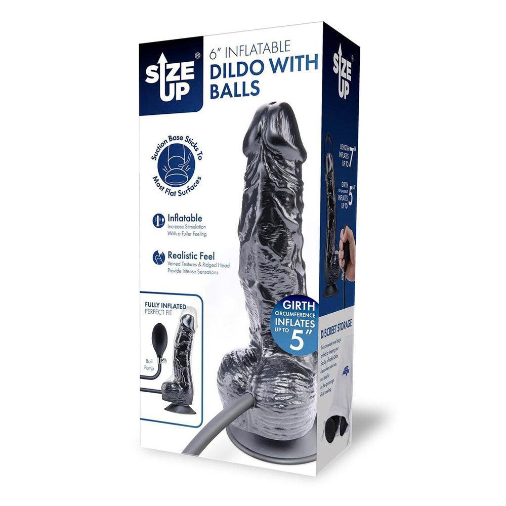 Xgen Size Up Realistic Inflatable Dildo with Balls Black Inflatable Dildos and Vibrators