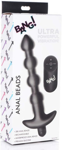 XR Brands Bang Remote Control Vibrating Anal Beads Black - Anal Beads and Balls