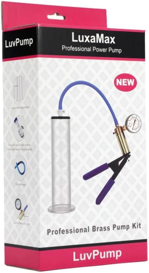 LuvPump LuxaMax Brass Handle Penis Pump Set With Gauge Penis Pumps And Stretchers