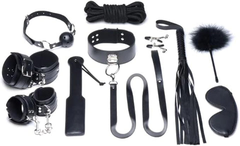 Strict Deluxe Bondage Set 10 Piece Black - Bondage Kits