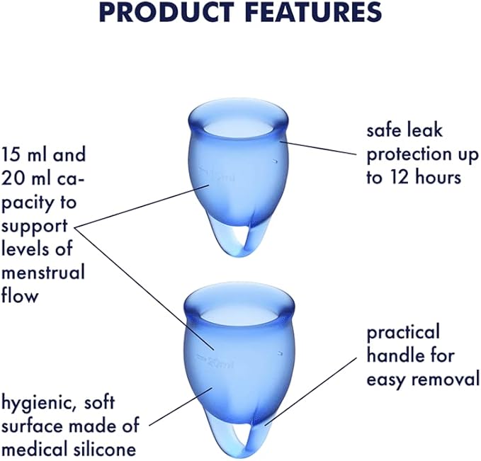 Satisfyer Feel Confident Silicone Menstrual Cups Set of 2 Dark Blue Menstrual Cups