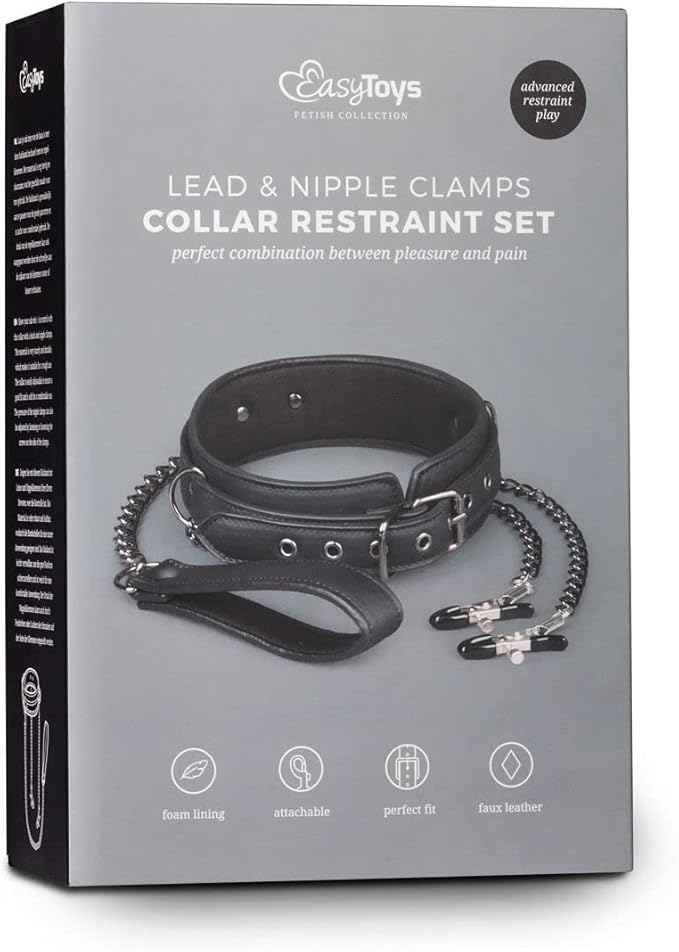 Easy Toys Fetish Collection Bondage Collar With Nipple Chains Collars and Leads