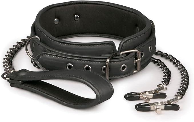 Easy Toys Fetish Collection Bondage Collar With Nipple Chains Collars and Leads