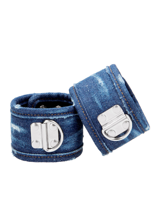 Shots Toys Roughend Denim Style Fetish Ankle Cuffs Blue Cuffs And Restraints