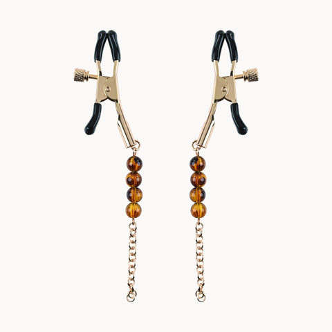 Sportsheets Amber Beaded Nipple Clamps - Nipple and Clit Clamps