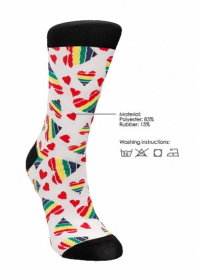 Shots Toys Happy Hearts Premium Novelty Socks - Party Gifts and Novelties