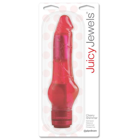 Pipedream Juicy Jewels Cherry Shimmer Vibrating Dildo - Waterproof Vibrators