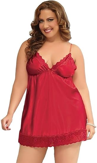 Seven 'til Midnight Enchanting Womend Babydoll and Thong 3X/4X Red BabyDolls And Chemises