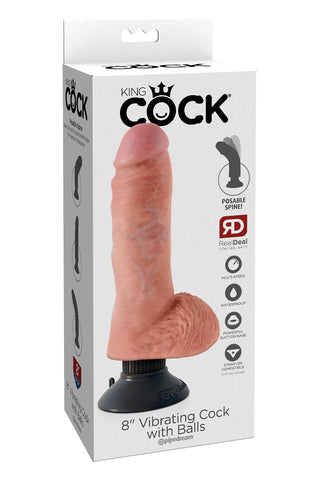 King Cock Multi Functions Realistic Cock with Balls - Vibrating Dildos