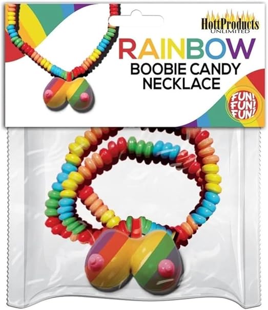 Rainbow Edible Boobie Candy Necklace - Party Gifts and Novelties