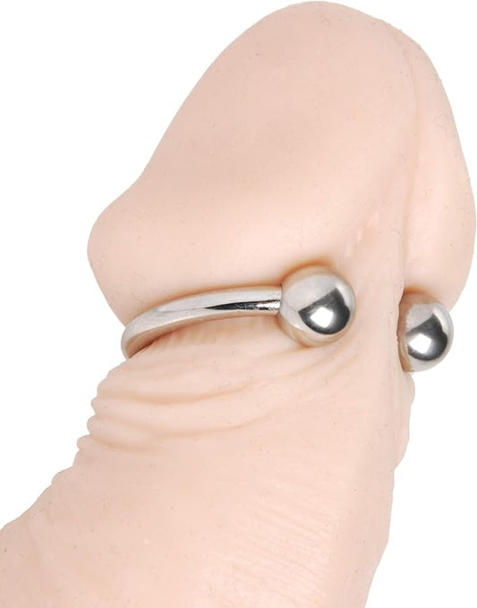 Master Series Pressure Point Beaded Stainless Steel Glans Ring - Steel Cock Rings