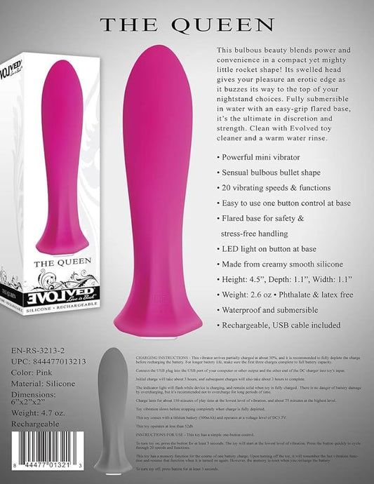 Evolved The Queen USB Rechargeable Bullet Vibrator Pink - Bullet Vibrators