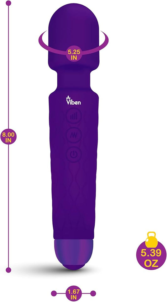 Viben Tempest 20 Function Travel Body Wand Massager Violet - Body Wands