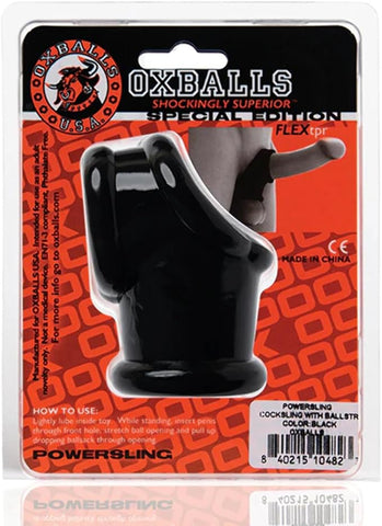 Oxballs Powersling Cocksling And Ballstretcher Black - Ball and Cock Toys
