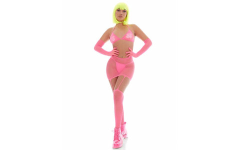 Pink Lipstick Out of This World Green Bodysuit Set With Alien Pasties - Teddies and Bodysuits