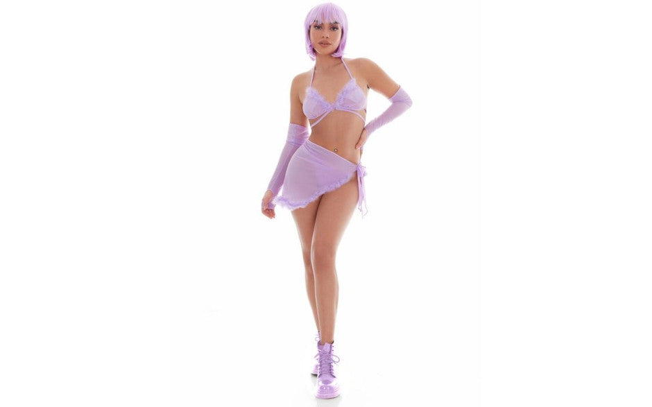 Pink Lipstick Feeling Fuzzy Womens Festival Set Including Pasties Lilac Teddies and Bodysuits