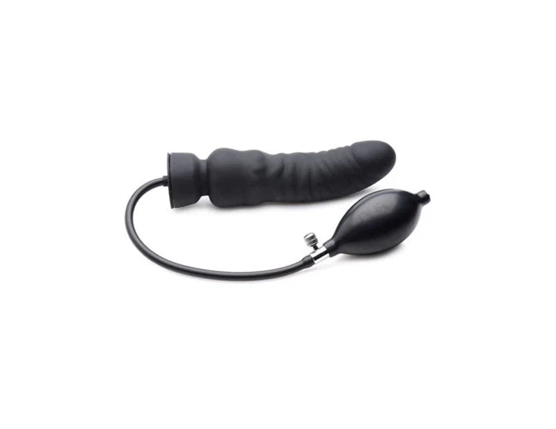 Master Series Dick Spand Inflatable Silicone Dildo Black Inflatable Dildos and Vibrators