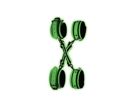 Master Series Kink In the Dark Glowing Hog Tie Set Fluro Green - Cuffs And Restraints
