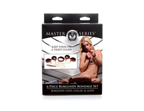 Master Series Bondage Play Sex Toy Set 6 Piece Burgundy - Bondage Kits
