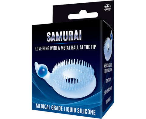 Excellent Power Samurai Cock Ring With Metal Ball Clear - Stretchy Cock Rings